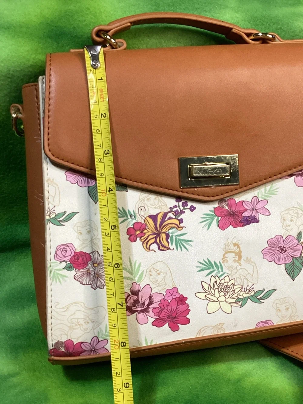 Loungefly Disney Princess Floral Crossbody Purse Tan Satchel Bag